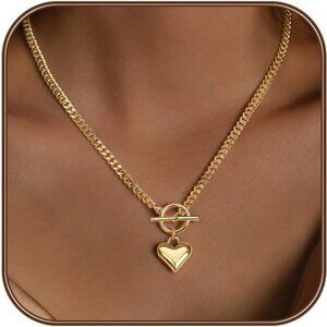 Heart Necklace for Women Gold/Silver Plated Trendy Heart Choker Lover Pendant Hy